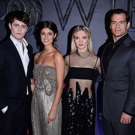 Joey Batey with his co-stars from The Witcher at the premiere of the series